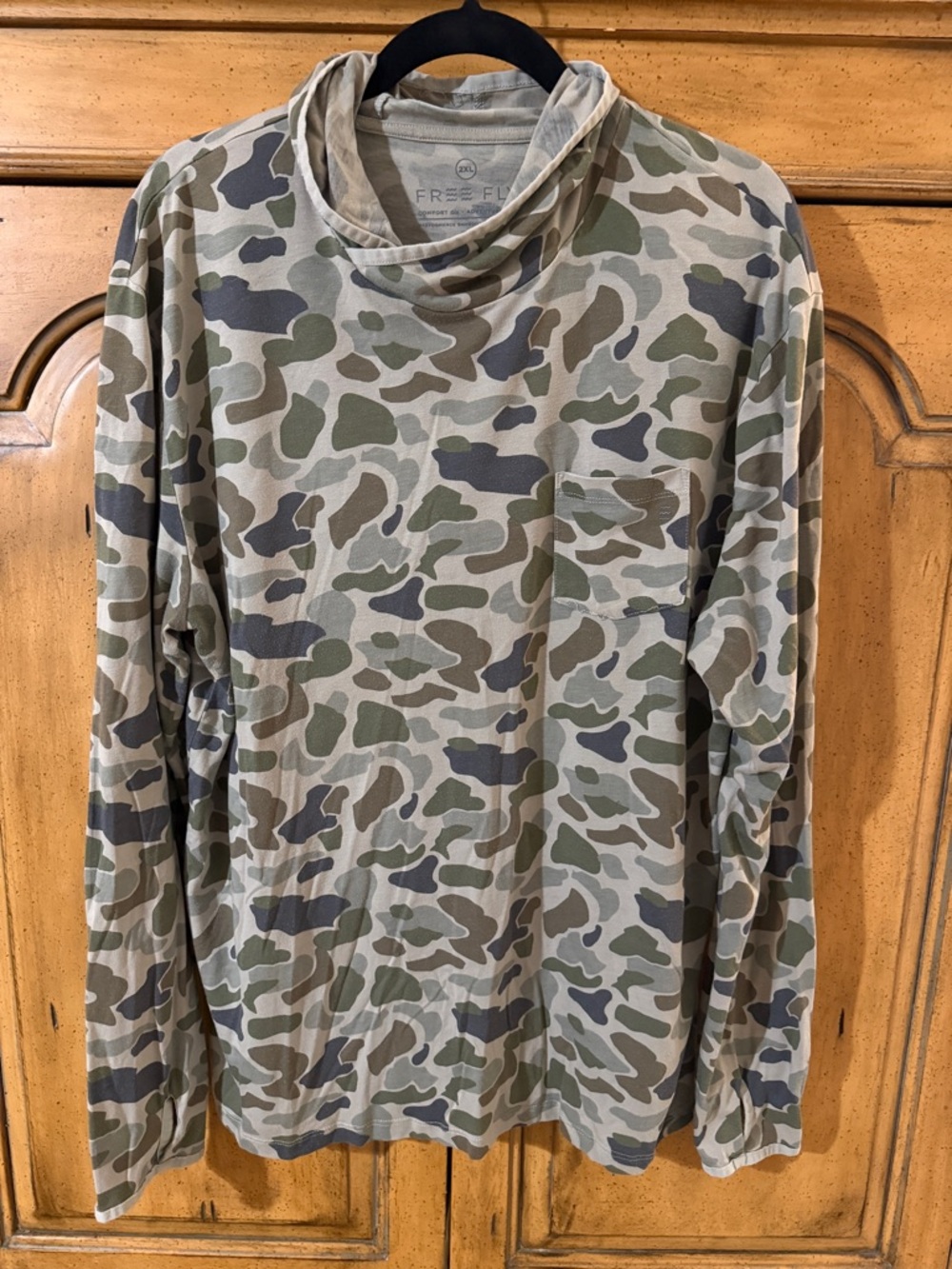 Free Fly Camo Long Sleeve Hooded Tee- XXL